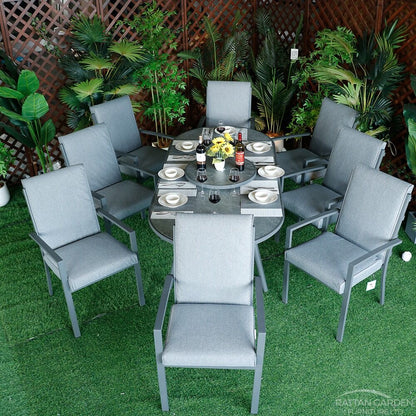 Highbury Aluminium Dining Chair 8 Chairs With Oval Table