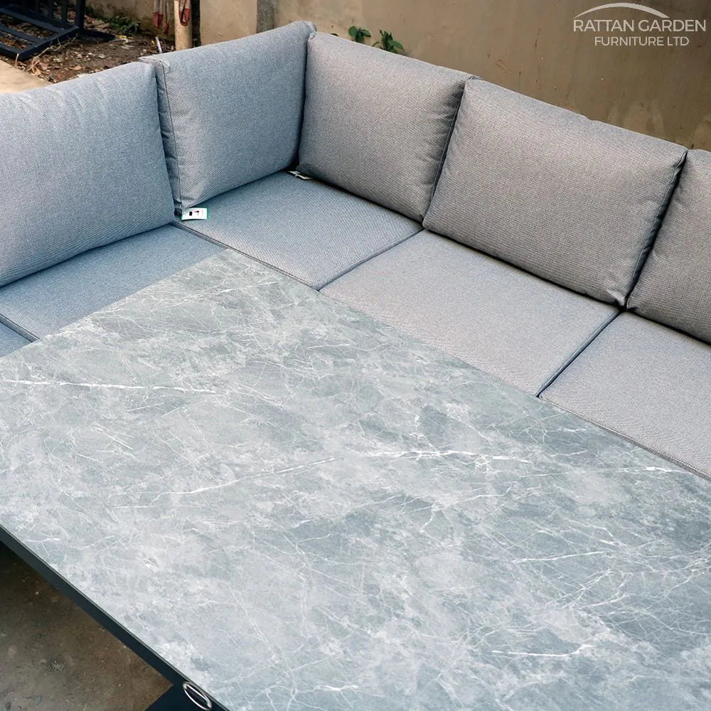 Lexus Corner Sofa with Rising 150cm Table and Double Stool