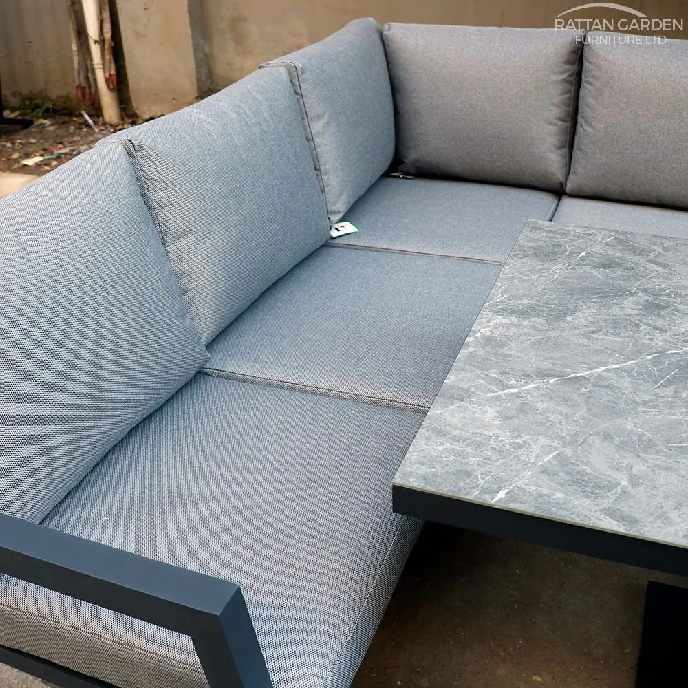 Lexus Corner Sofa with Rising 150cm Table and Double Stool