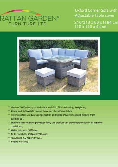 Deluxe Rain Cover for Oxford Corner Set and Table - Garden Furniture Hub Essex