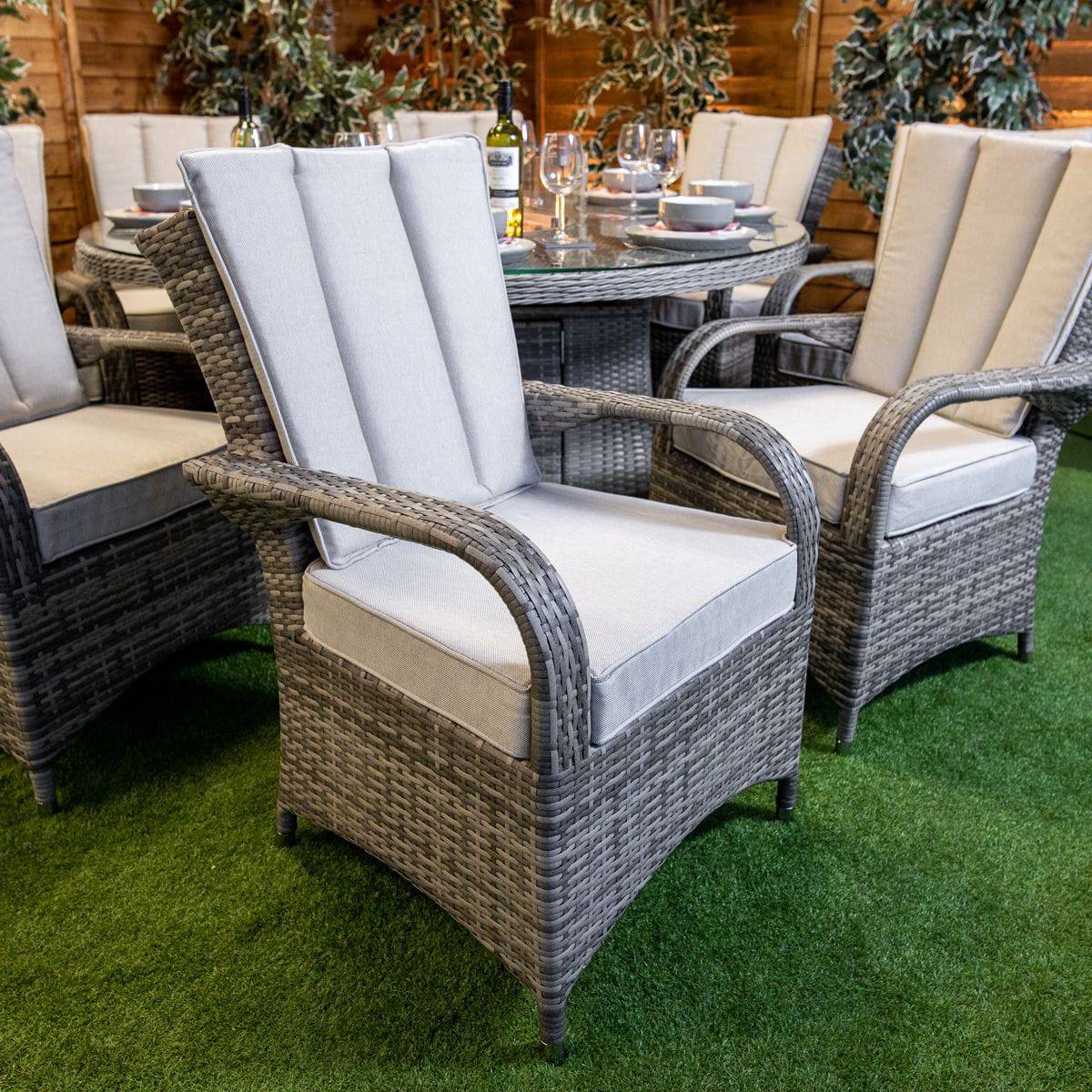 Champagne Tokyo Round 8 Seat Fire Pit Dining Set - Garden Furniture Hub Essex