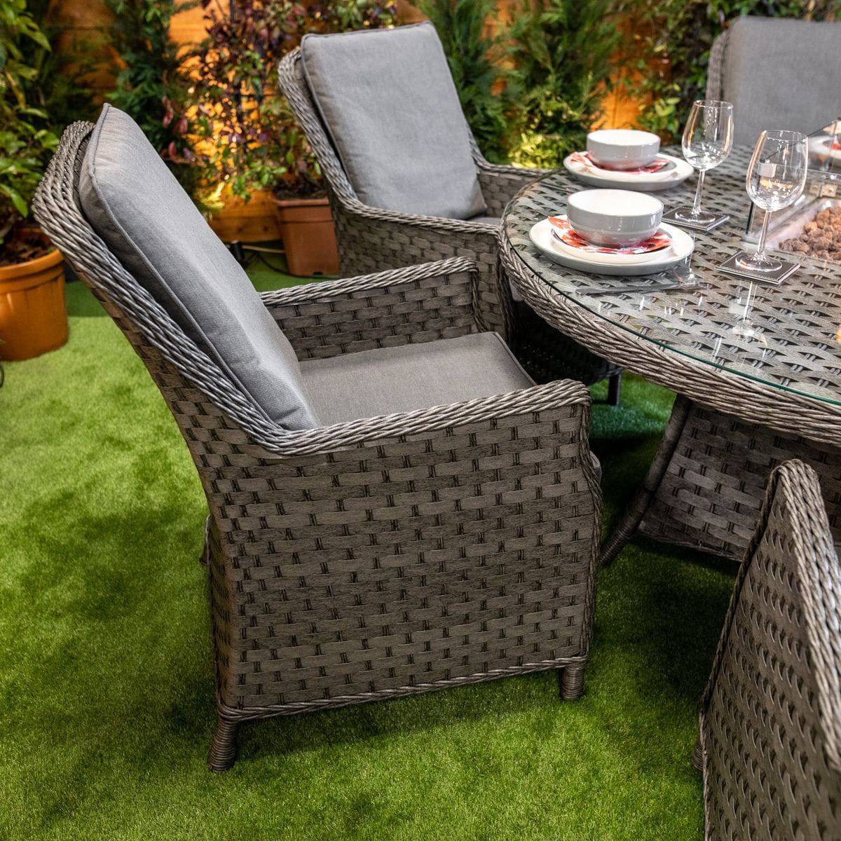 Serena Paris 6 Seat Round Fire Pit Dining Set - Garden Furniture Hub Essex