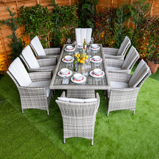 Champagne Atlanta Rattan 8 Seater Garden Dining Set - Rattan Garden Furniture Essex