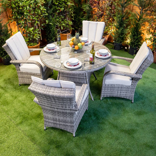 Champagne Tokyo Round 4 Seat Dining Set - Rattan Garden Furniture Essex