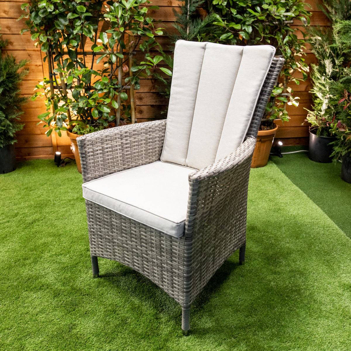 Champagne Atlanta Round 6 Seat Rattan Fire Pit Set - Garden Furniture Hub Essex