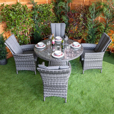 Serena Atlanta Rattan 4 Seater Round Dining Set