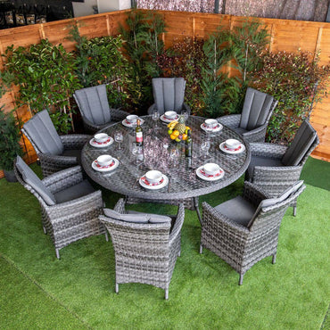 Serena Rattan Atlanta Round 8 Seat Dining Set