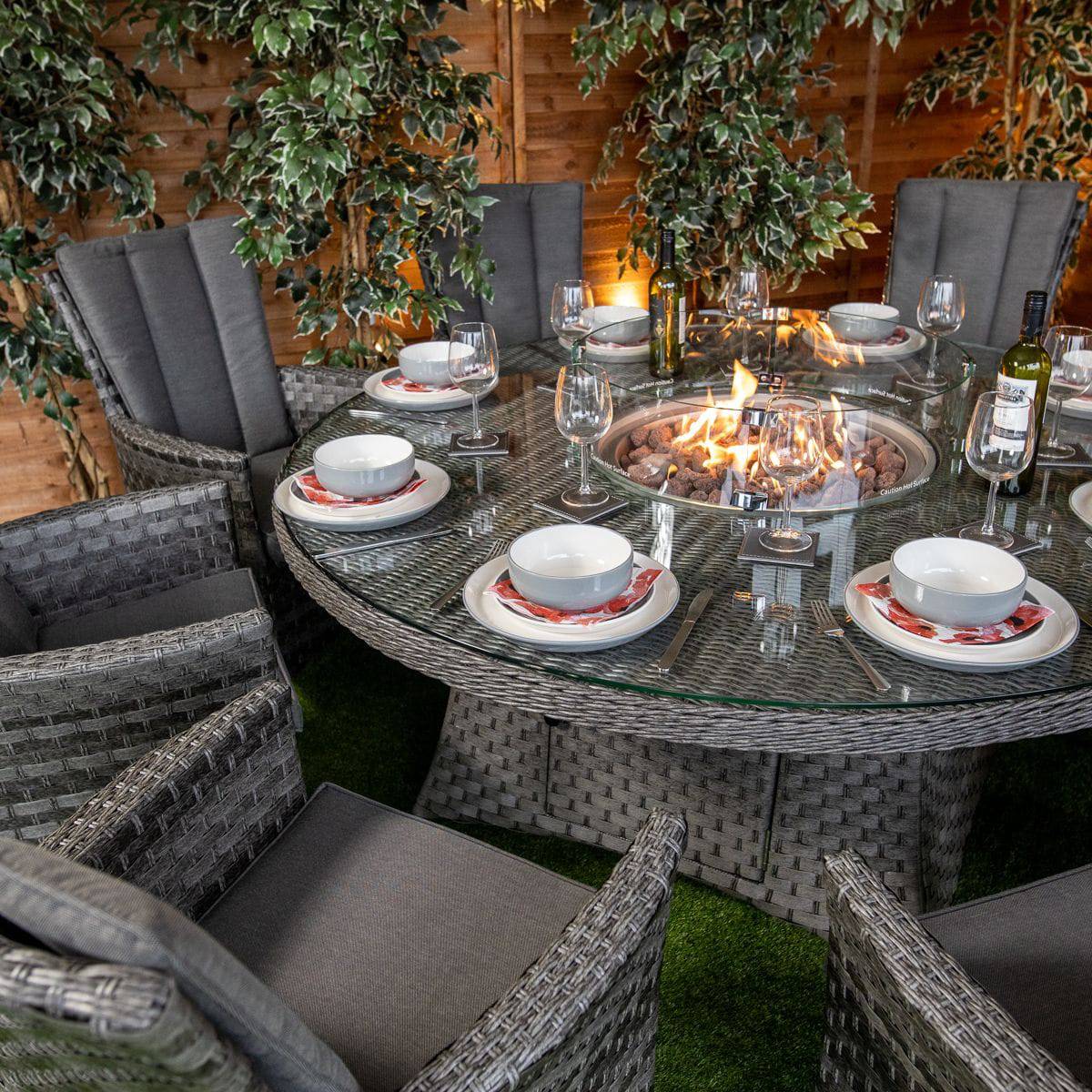 Serena Atlanta Round 8 Seater Garden Furniture with Fire Pit​