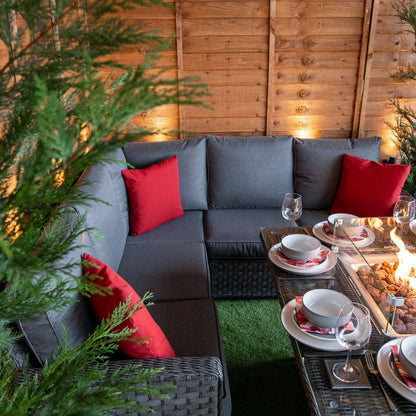 Rattan Serena Boston Corner Dining Set with Fire Pit