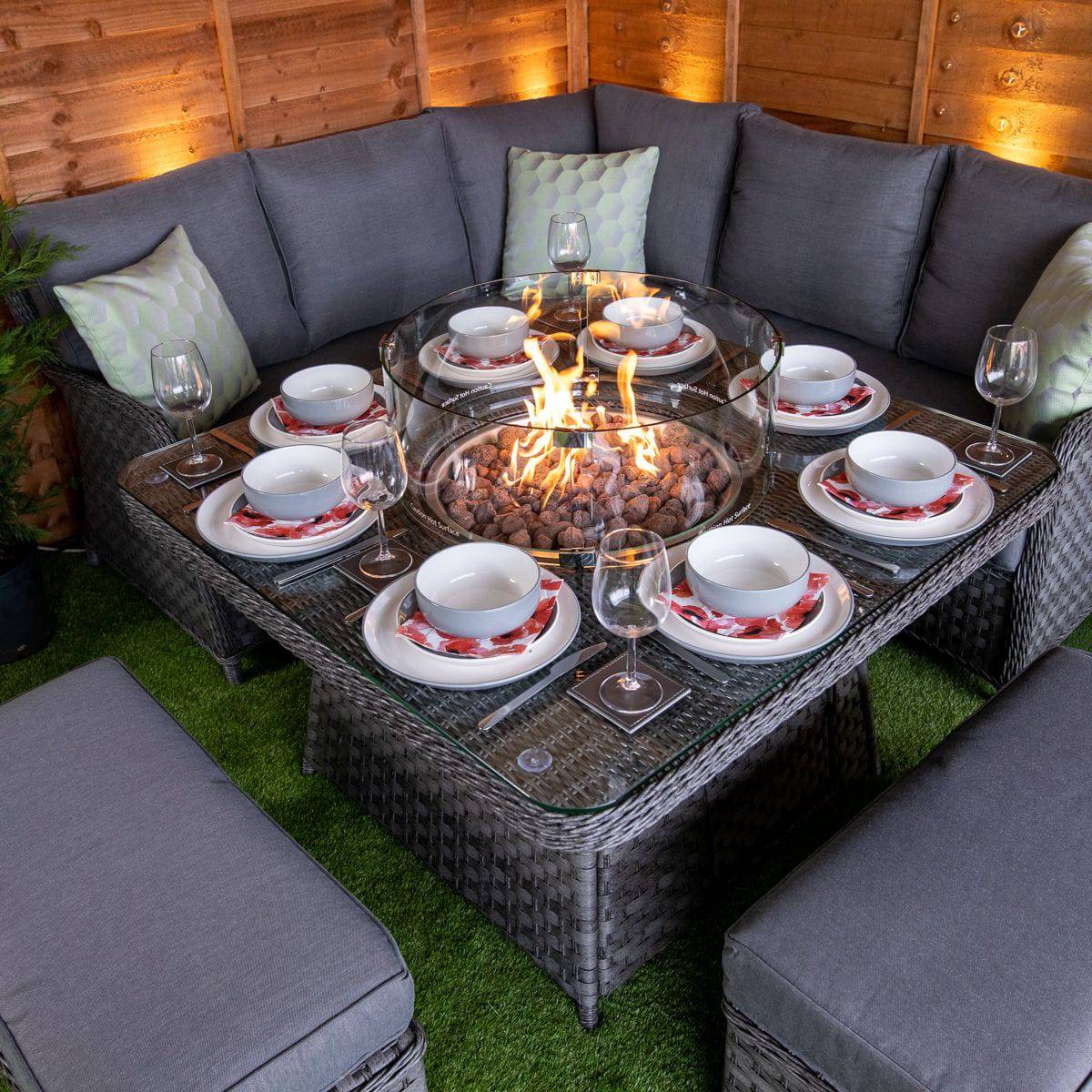 Serena Miami Corner Sofa Set with Firepit