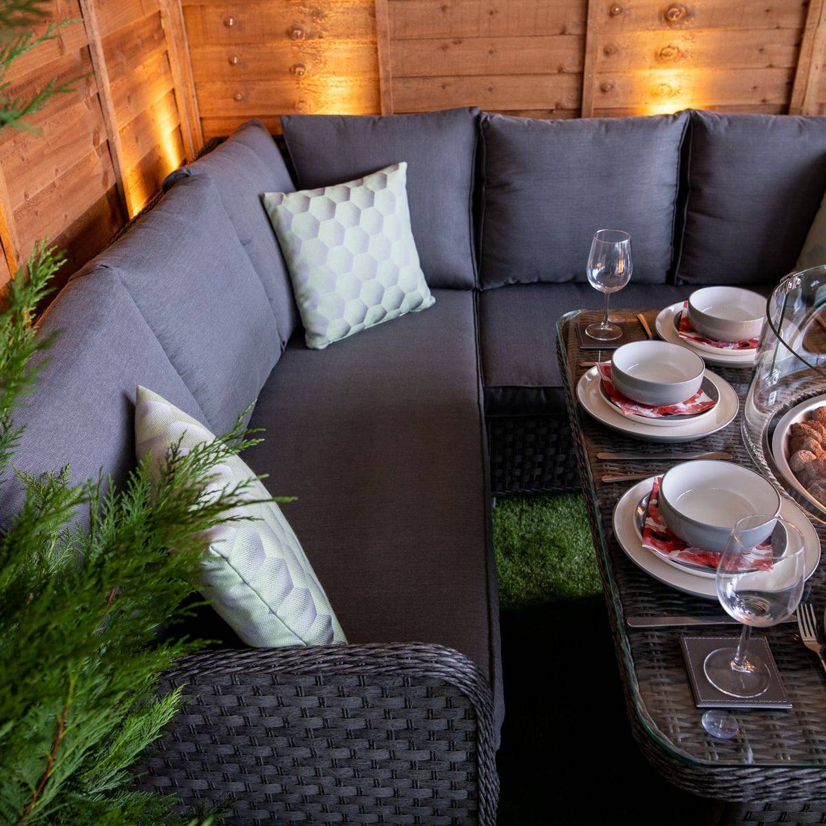 Serena Miami Corner Sofa Set with Firepit