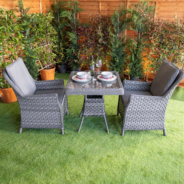 Serena Paris Bistro Square Rattan Dining Table with 2 Chairs
