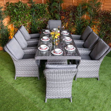 Serena Rattan Paris Rectangular 8 Seat Dining Set