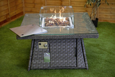 Serena Square Fire Pit Outdoor Coffee Table - Rattan Garden Furniture Essex