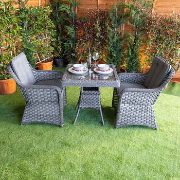 Serena Vienna Bistro Square Rattan Dining Table with 2 Chairs
