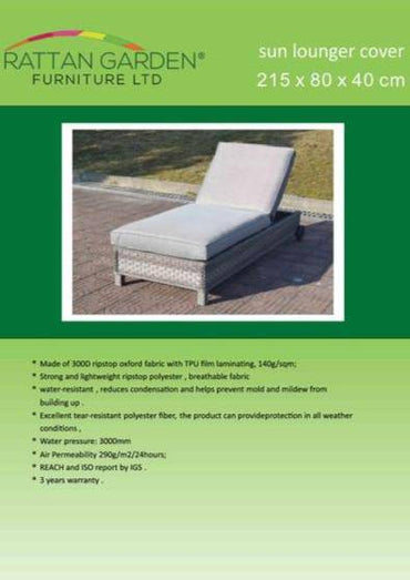 Deluxe Rain Cover For Rattan Single Sun Lounger - Garden Furniture Hub Essex