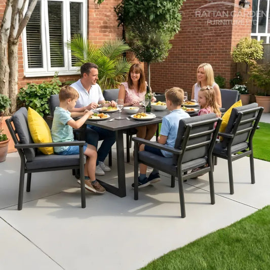 Aluminium 6 Seater Dining Set with Grey Table Top