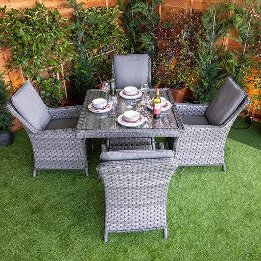 Serena Paris Square 4 Seater Dining Set - Rattan Garden Furniture Essex