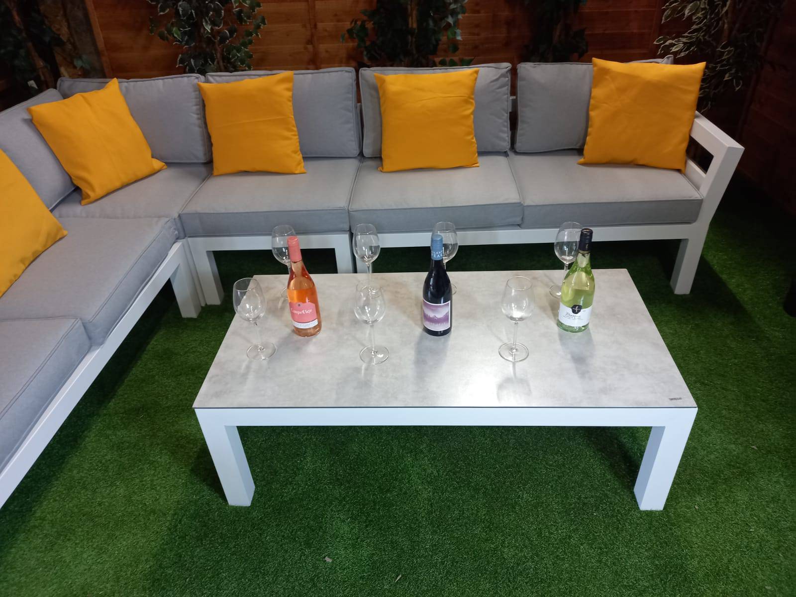 Katie Aluminium Corner Sofa Set with coffee Table - Garden Furniture Hub Essex