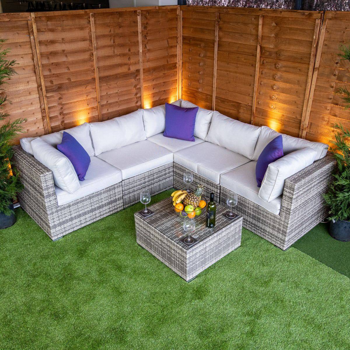 Champagne Mayfair Modular Corner Sofa Set with Coffee Table - Garden Furniture Hub Essex