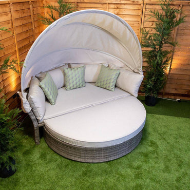 Champagne Day Bed With Canopy - Garden Furniture Hub Essex